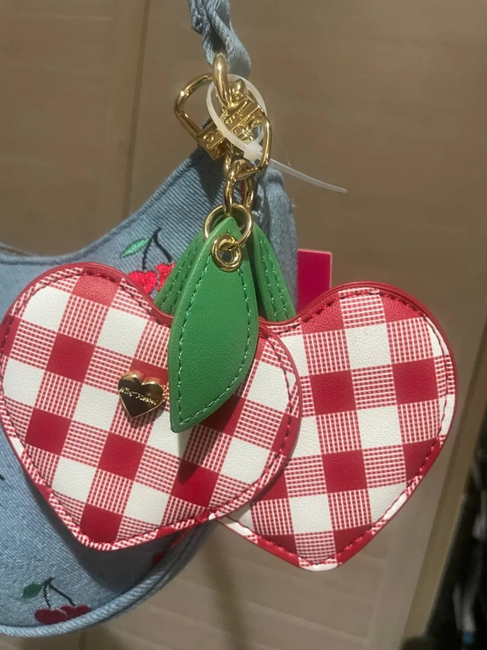 Betsey Johnson XoX Denim and Cherry Hobo Bag - Picture 6 of 10